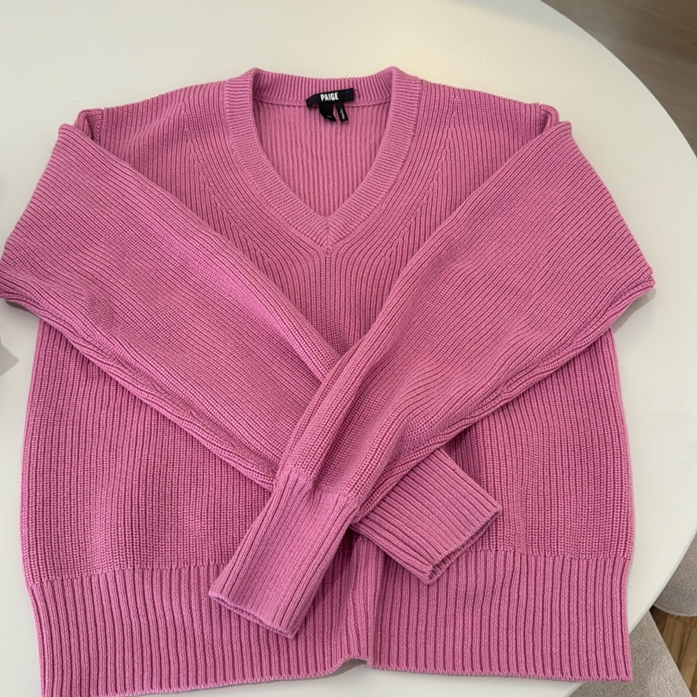 PAIGE PINK V NECK SWEATER